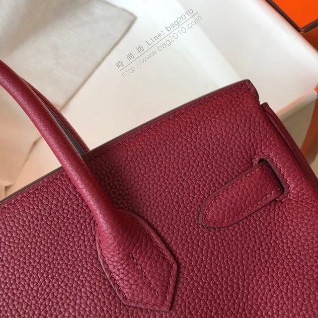 Hermes女包 愛馬仕Birkin Hermes鉑金包 togo小牛皮 寶石紅 金銀扣 Hermes手提女包  am1831